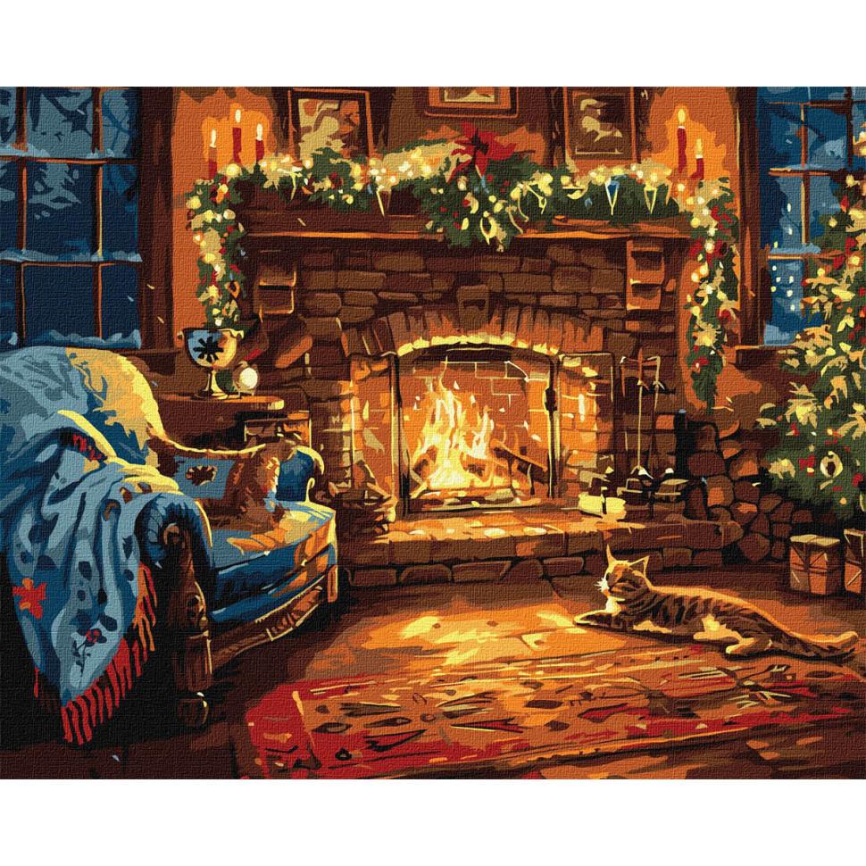 Картина по номерам Ideyka Праздничный камин 40x50 см (KHO6663)