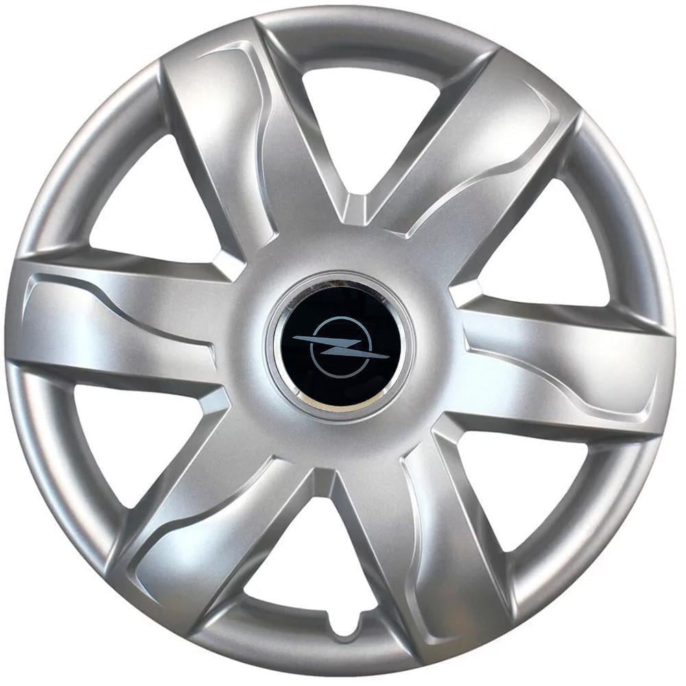 Колпаки автомобильные модельные  SJS 318 с логотипом Opel R15 NEW 4 шт. Серебрянный