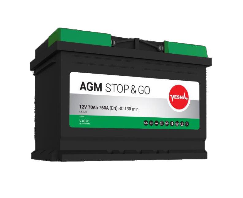 Акумулятор Vesna AGM 70 Ah/12V 0 плюс праворуч