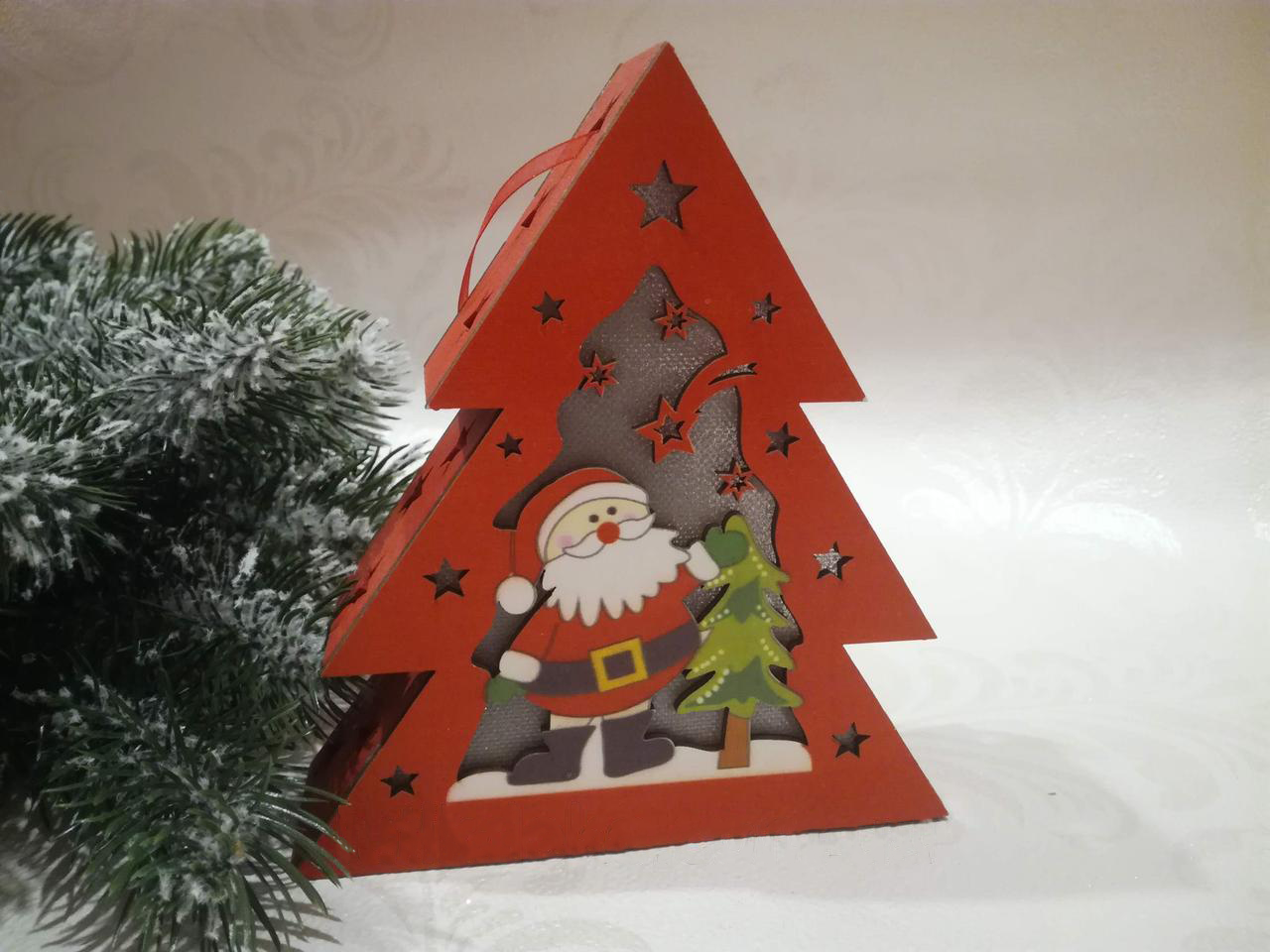 Игрушка новогодняя Елка с Сантой фонарик из дерева на елку с подвеской (1533428173) - фото 2 Игрушка новогодняя Елка с Сантой фонарик из дерева на елку с подвеской (1533428173) - фото 2