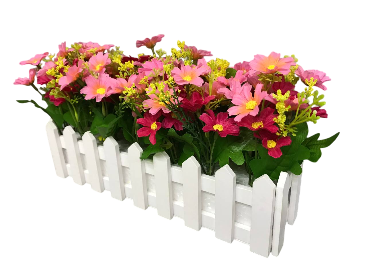 Искусственные цветы для декора в деревянном заборе 30х7,5 см Розовый (Y01624-4)