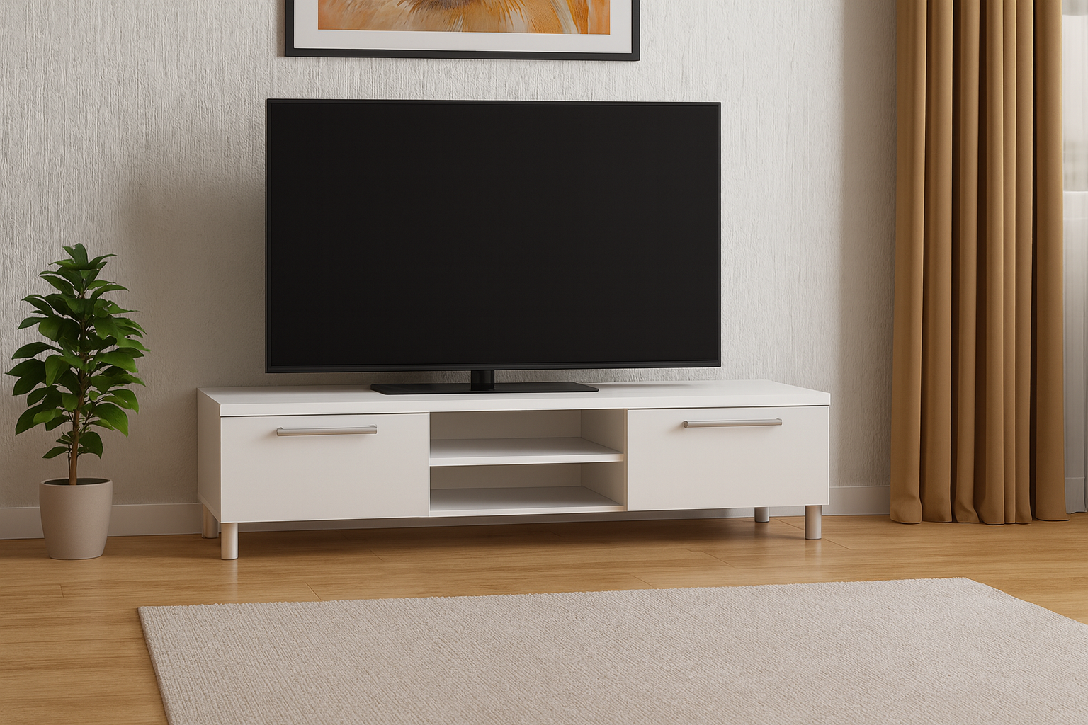 Тумба под ТВ Kompanit МГ-2 ТВ-1 с дверцей и полками 170 см Нимфея альба (31366628)