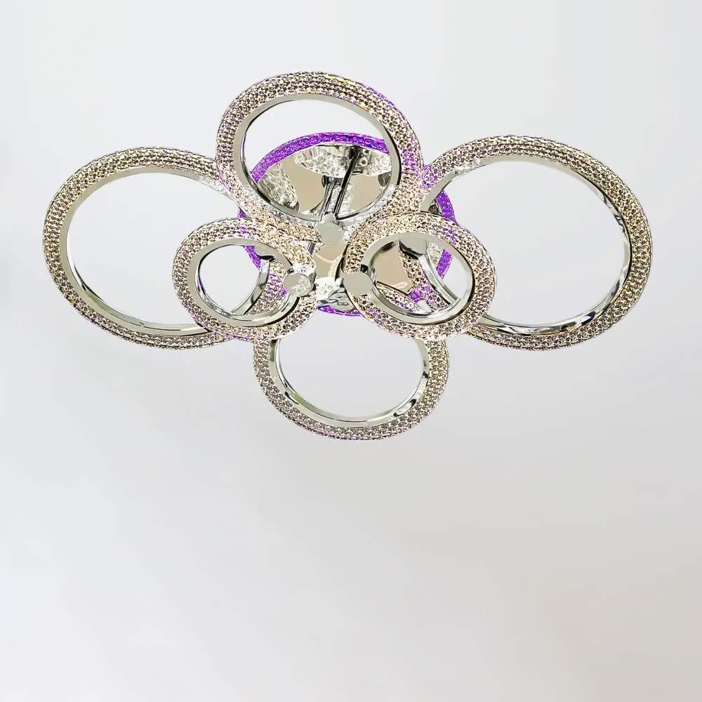 Люстра потолочная светодиодная Light House SC-19286/2/2/2C CR PK/BU/PL 132W/20W 2,4G 830х170 мм Хром