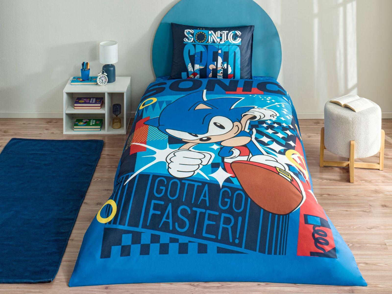 Комплект постельного белья подростковый Tac Disney Sonic Classic ранфорс полуторный на резинке (2000022284305)