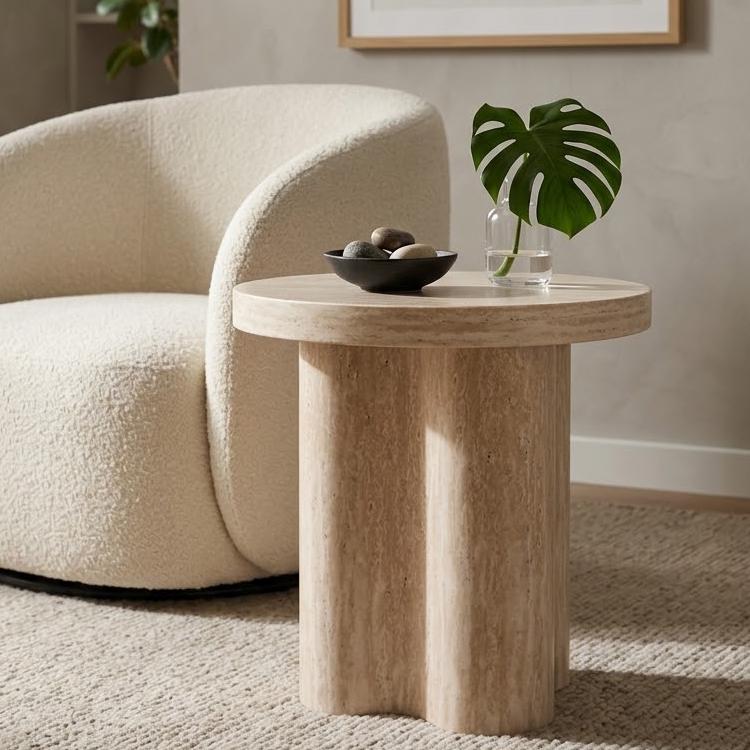 Кофейный столик Juan 50 см Travertine top and base (13995)