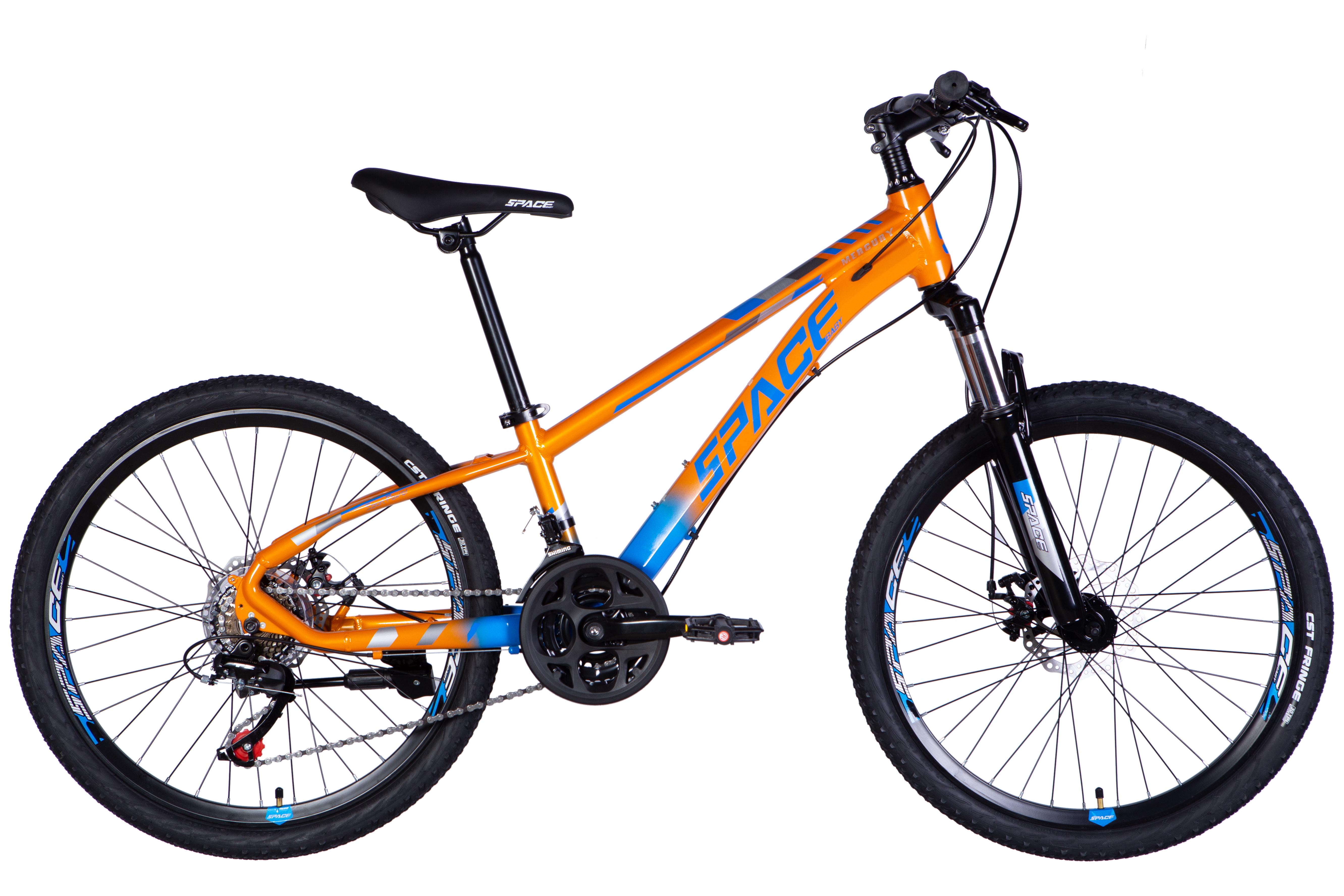 Велосипед SPACE 2025 MERCURY DD FR AL 24" рама 11" Оранжево-синий (OPS-SP-24-025)