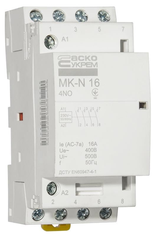 Контактор модульный АСКО MK-N 4P 16A 4NO (A0040030026) - фото 4 Контактор модульный АСКО MK-N 4P 16A 4NO (A0040030026) - фото 4