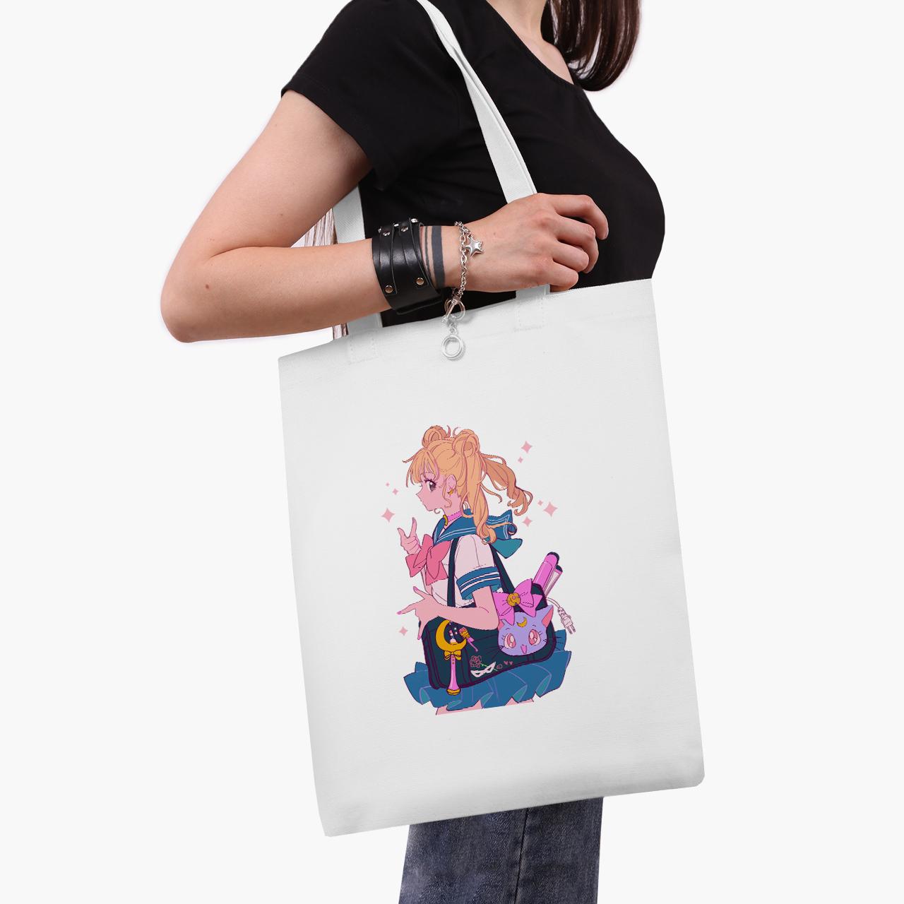 Эко сумка шоппер Sailor Moon 41x35 см Белый (9227-2910-WT1)