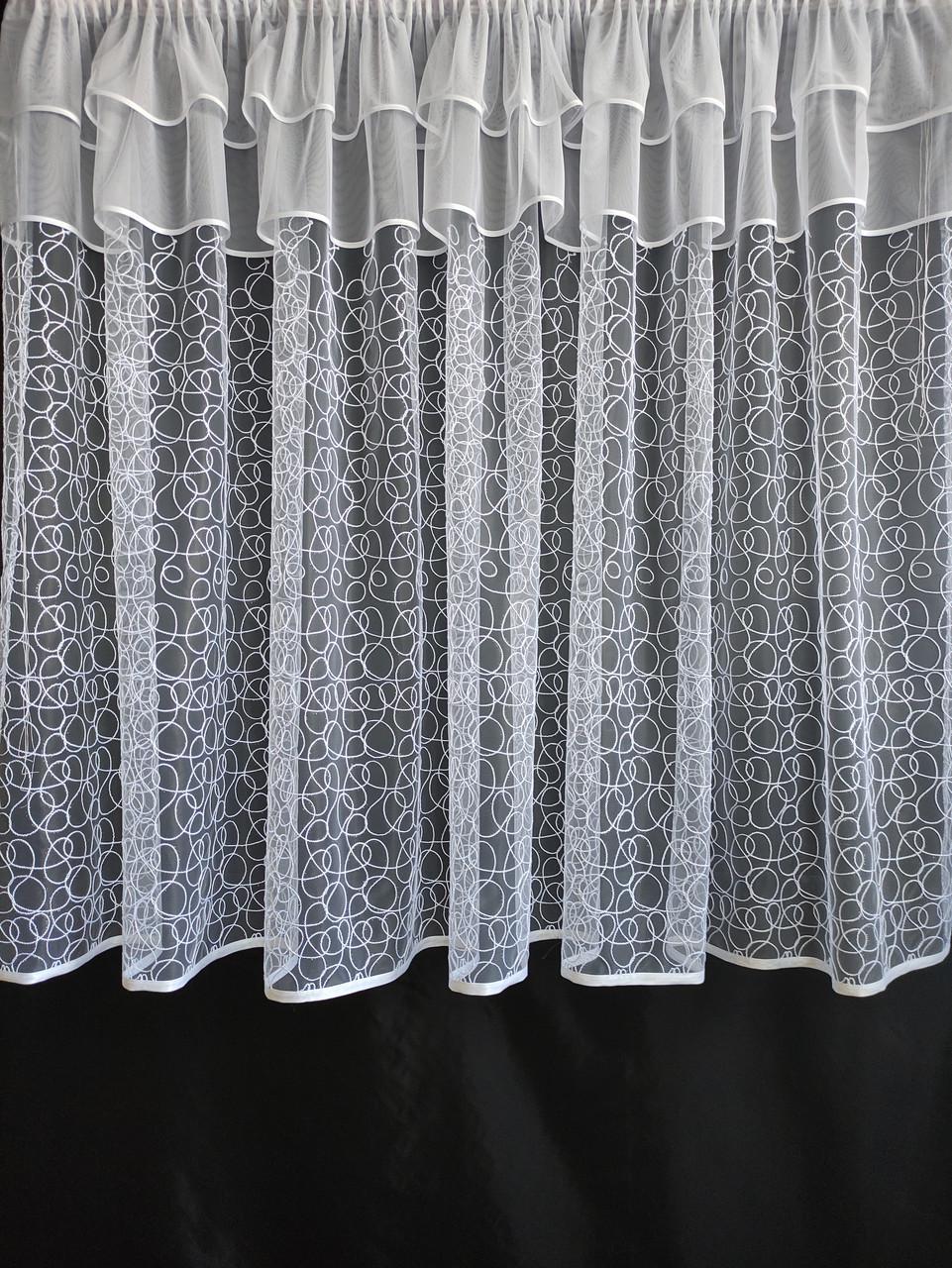 Занавески кухонные фатиновые с вышивкой 320х145 см (фкб-145л)