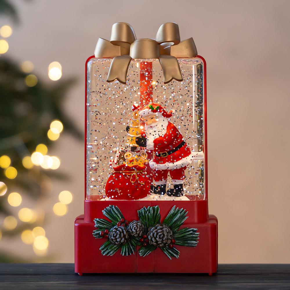 Новогодний фонарь с подсветкой и музыкой Праздничный бант 18 см (9240-015)