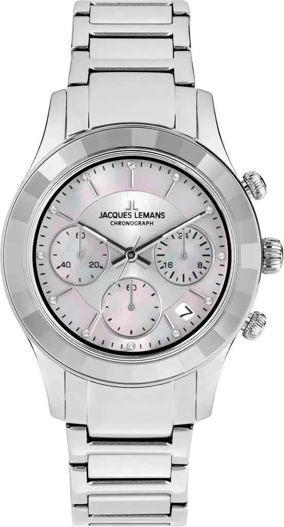 Наручные часы женские Jacques Lemans Sport 1-2151F со стальным корпусом WR 50 м и перламутровым циферблатом