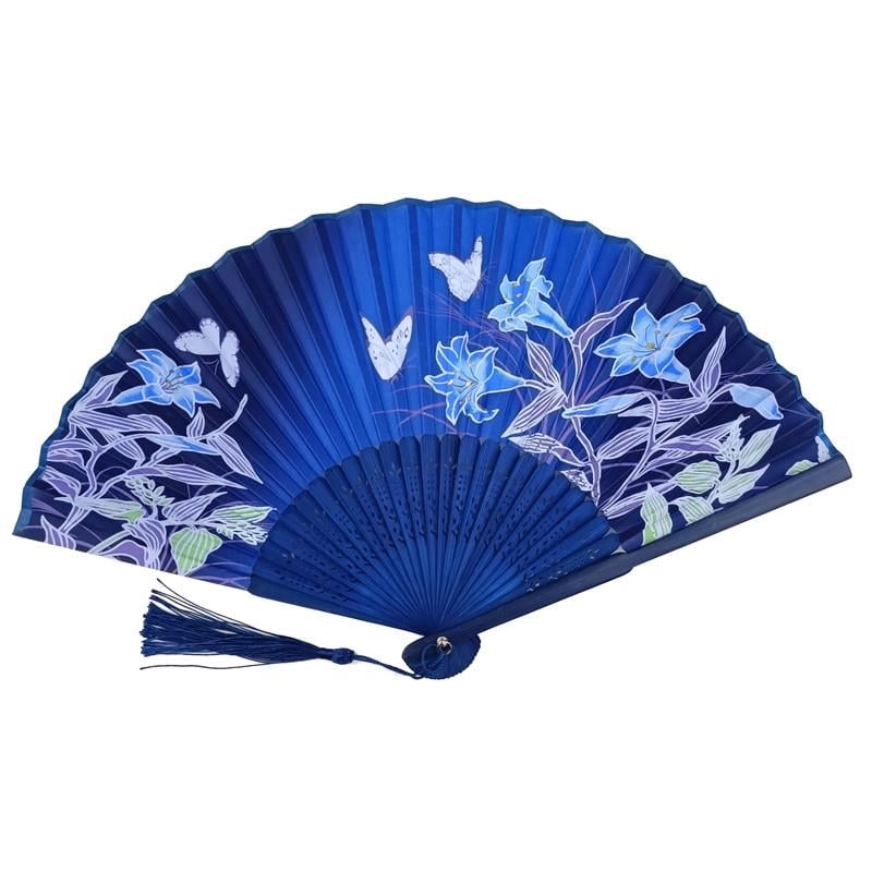 Веер деревянный 21х37 см Синий (C4053)