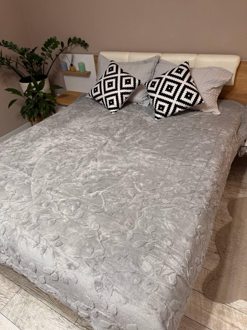 Плед-ковдра велюровий Koloco 200х230 см Сірий (Д-Al-pled-kovdra-001-03)