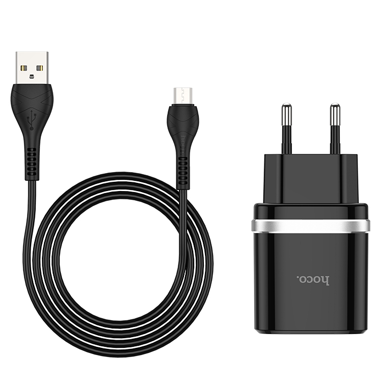 Мережевий адаптер Hoco Micro USB Cable Smart FCP/AFC C12Q 18W Black