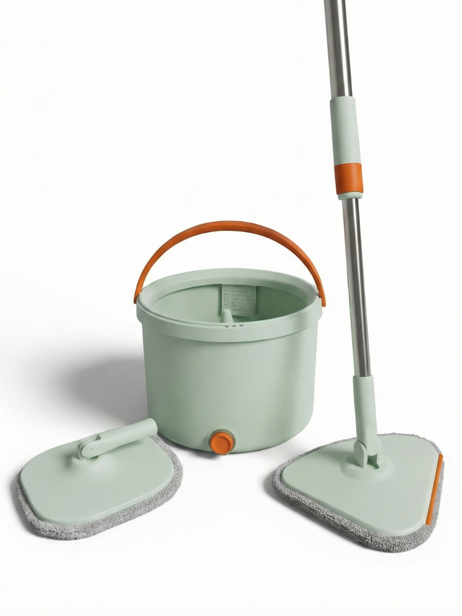 Комплект для уборки 2в1 умная вращающаяся швабра 360° и ведро с системой отжима и полоскания Мятный (5875881784)