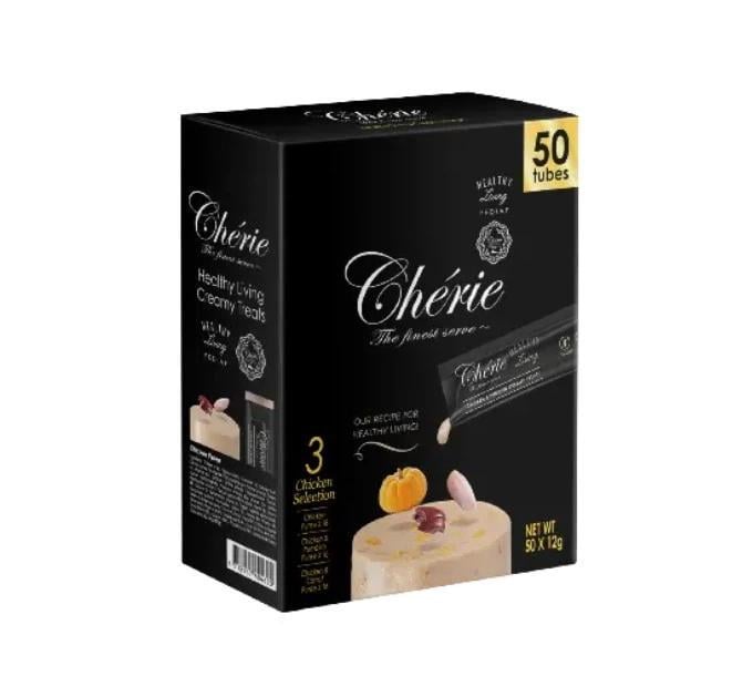 Набор лакомств для котов кремовых Cherie Healthy Living Chicken Selection Mega Pack с курицей 50х12 г Набор лакомств для котов кремовых Cherie Healthy Living Chicken Selection Mega Pack с курицей 50х12 г