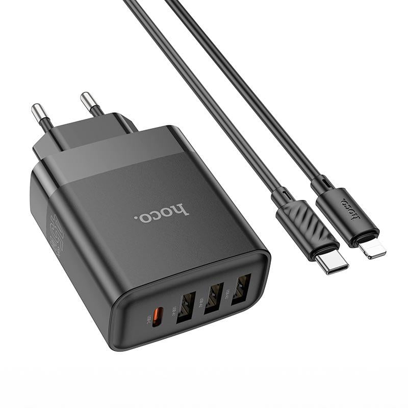 Зарядний пристрій мережевий Hoco Type-C to Lightning Cable Intelligent four-port C127A 3хUSB/1Type-C 45 W 3 A (584778) - фото 3