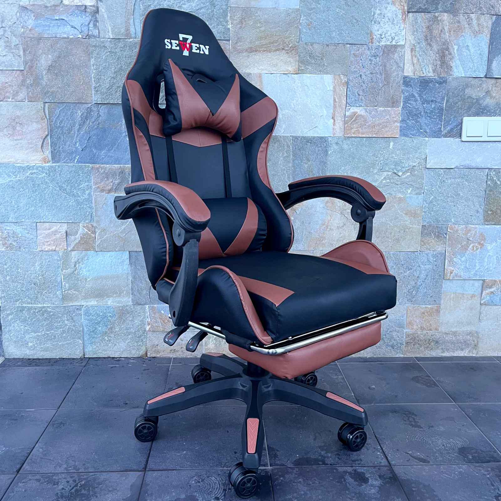 Кресло компьютерное геймерское SEWEN 730 Черный/Коричневый (9869736) - фото 10 Кресло компьютерное геймерское SEWEN 730 Черный/Коричневый (9869736) - фото 10