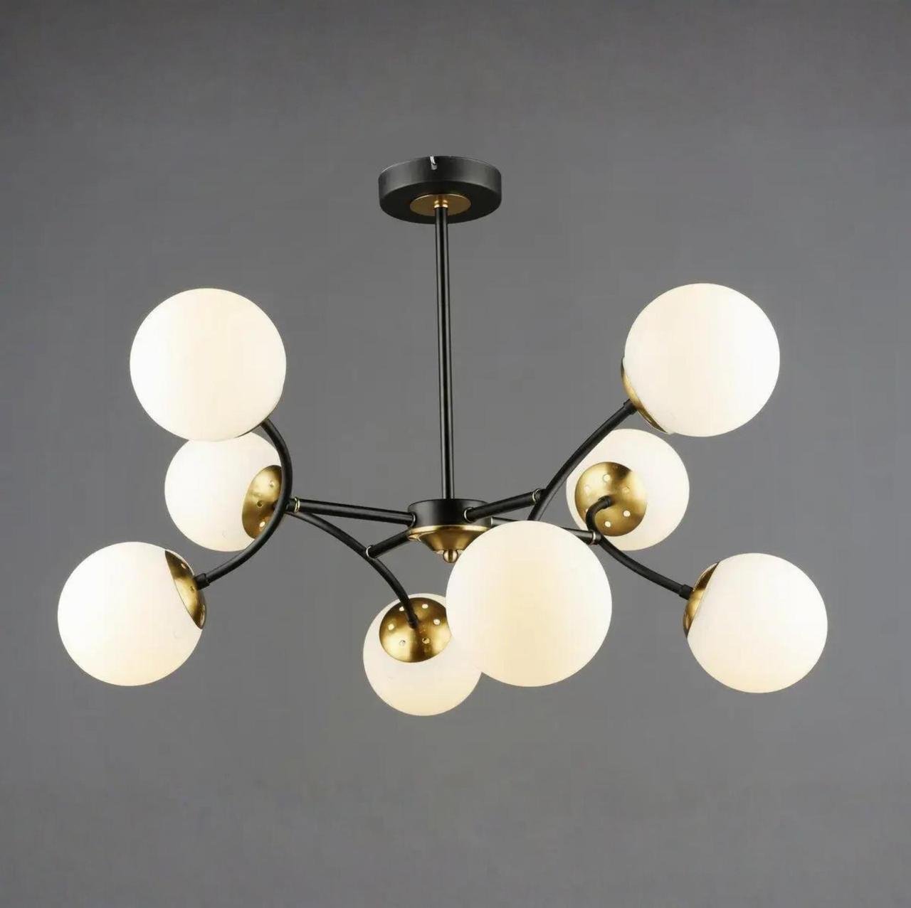 Люстра Valeso на восемь шаровидных плафонов под лампу Е27 Черный/Медный (B N6612/8 BK+COP)