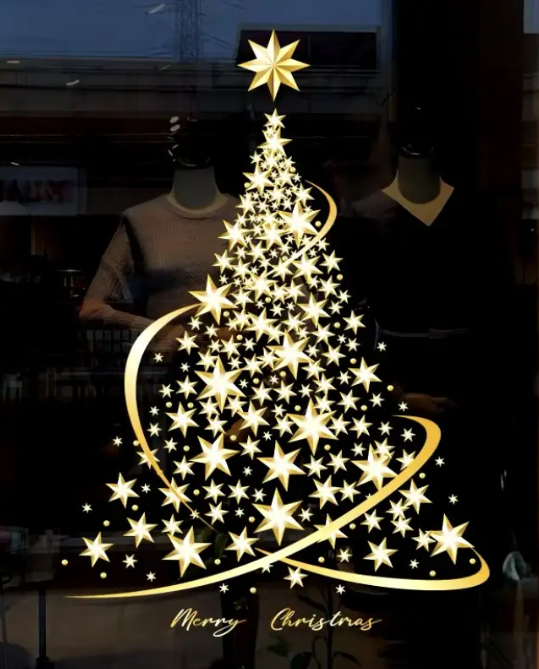 Наклейка новорічна Ялинка 45x60 см Золотистий (585717) - фото 2