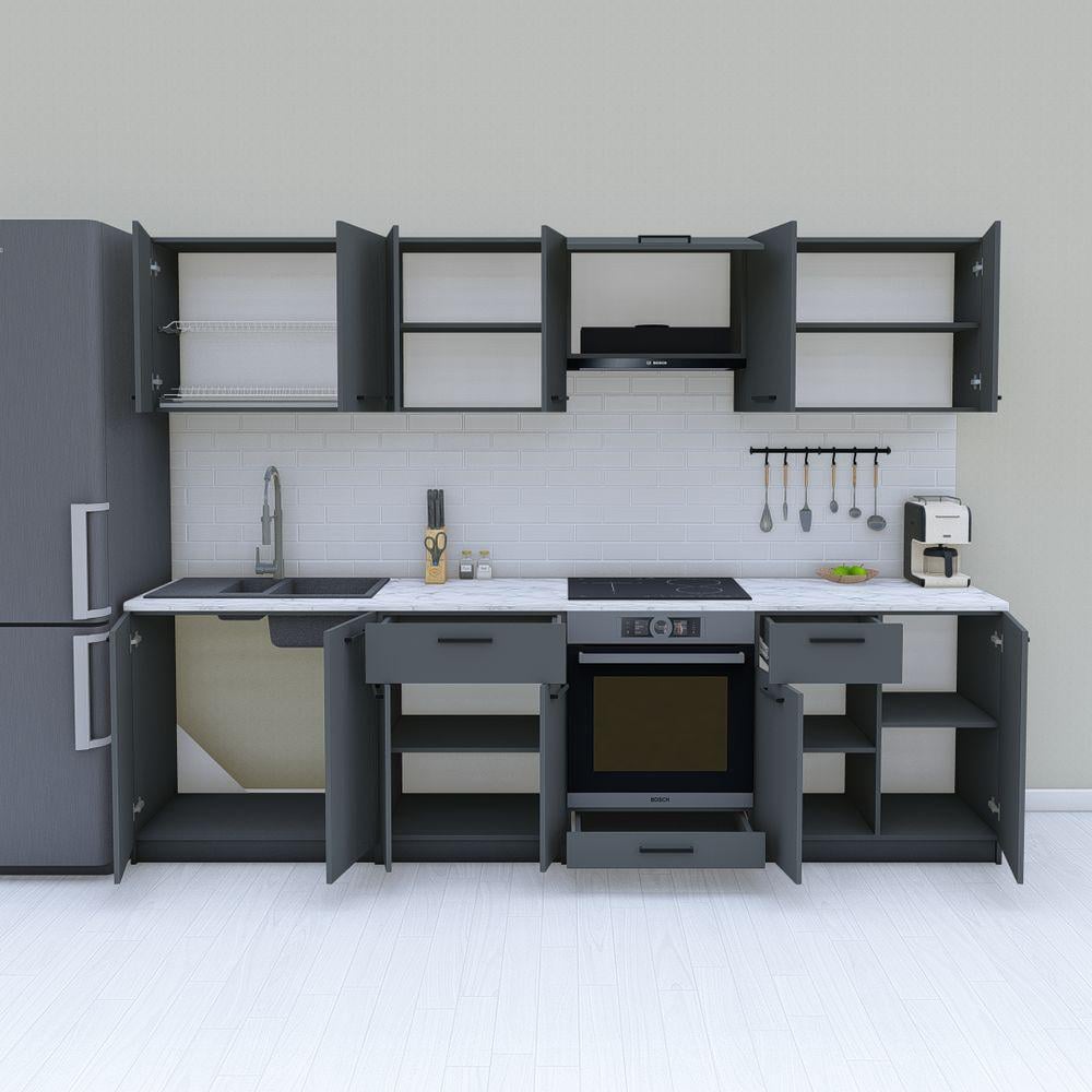 Готовая кухня линейная 2,8 м Графит (МП32б) - фото 2 Готовая кухня линейная 2,8 м Графит (МП32б) - фото 2