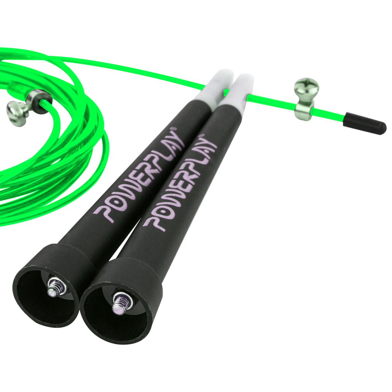 Скакалка скоростная PowerPlay 4202 Ultra Speed Rope 2,9 м Зеленый - фото 3