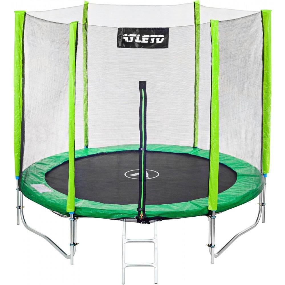 Батут детский Atleto с защитной сеткой и лестницей 404 см Зеленый (18-7-21000203)