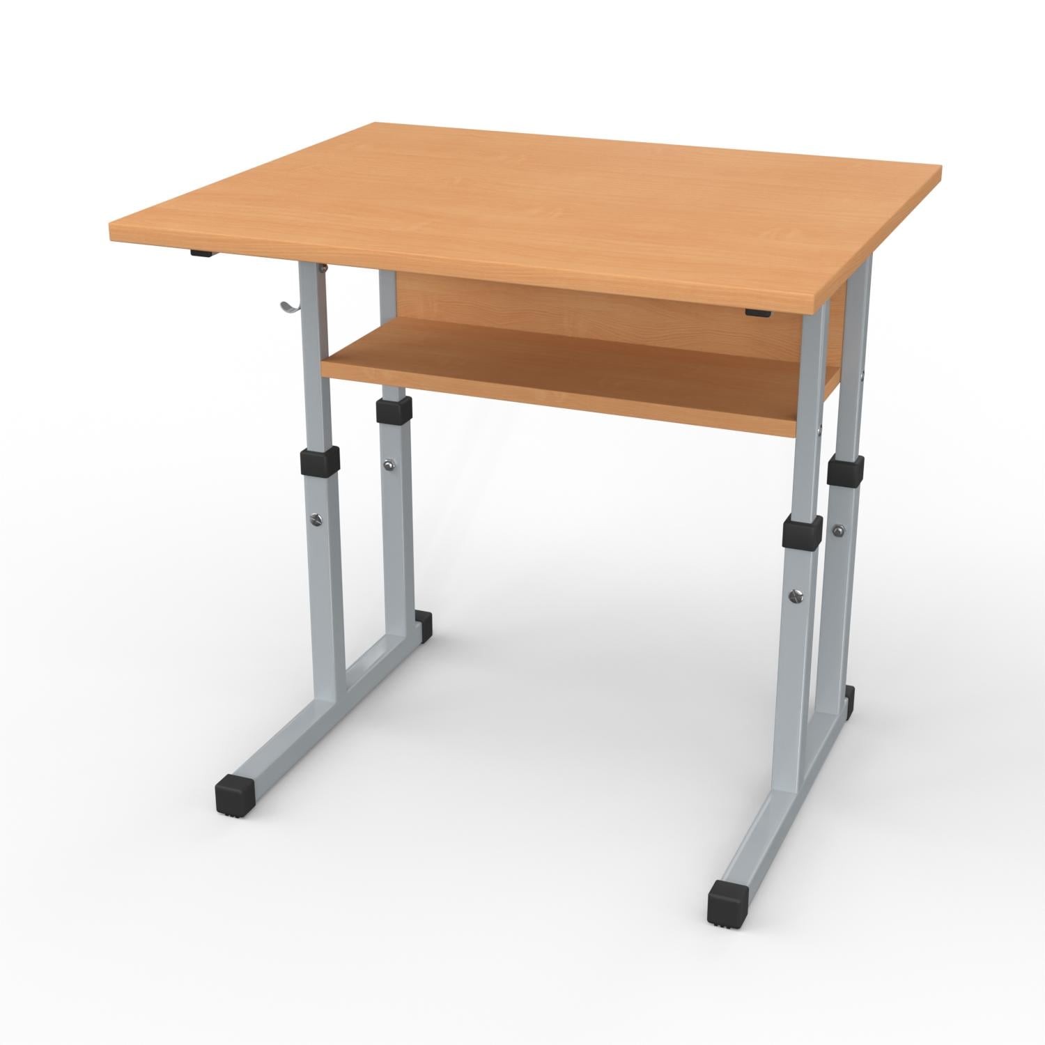 Парта школьная регулируемая 1-11 класс прямая столешница 600x500 мм Бук/Серый (1111-b-s)