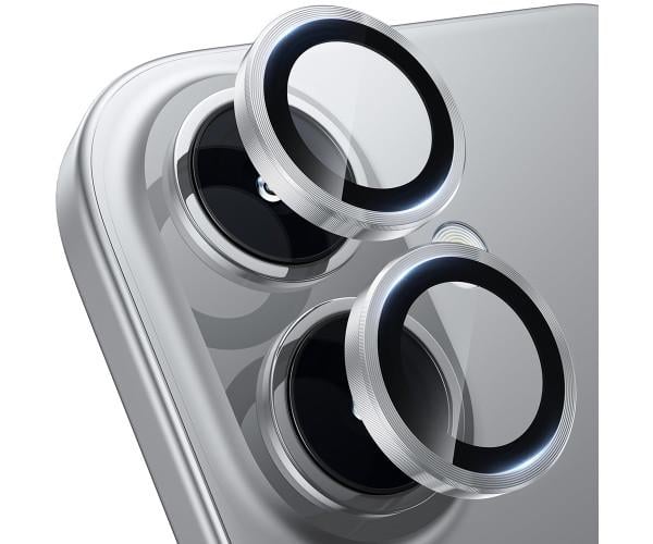 Защитное стекло с рамкой Eagle Eye для iPhone 16 / 16 Plus на заднюю камеру Серебряный