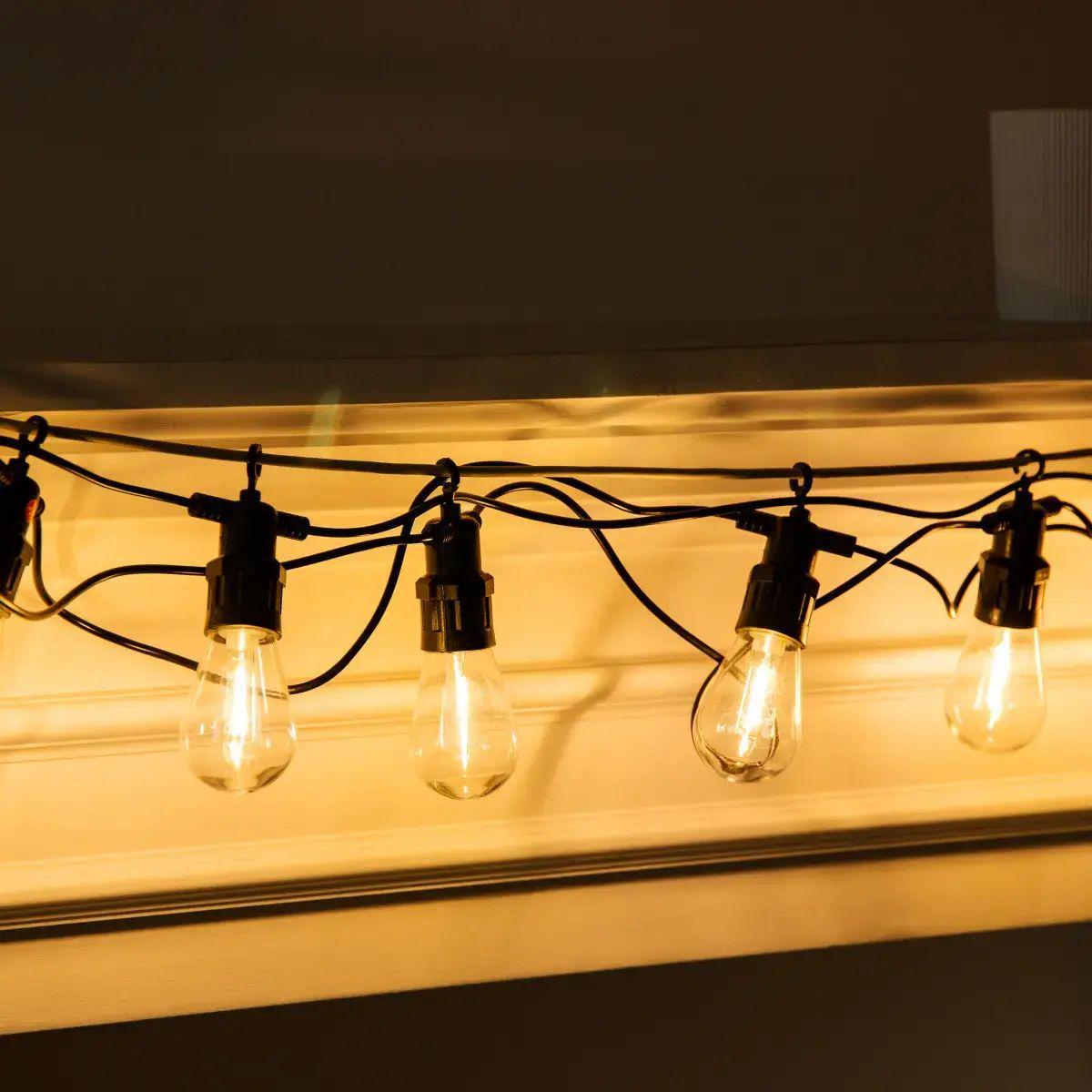 Гірлянда вулична ретро-формату на 10 Led-ламп 220 В IP44 із захистом від вологи тепло-білим освітленням 5 м