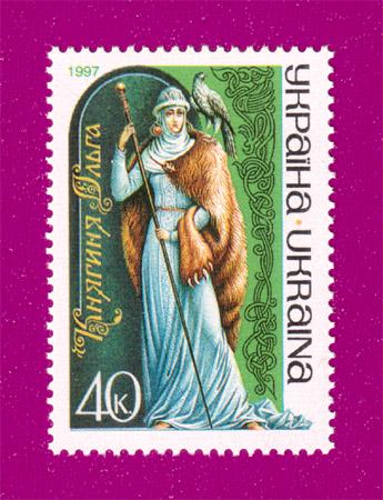 Почтовая марка Украины 1997 года Великая княгиня Киевская Ольга Славные женщины Украины (199730002)