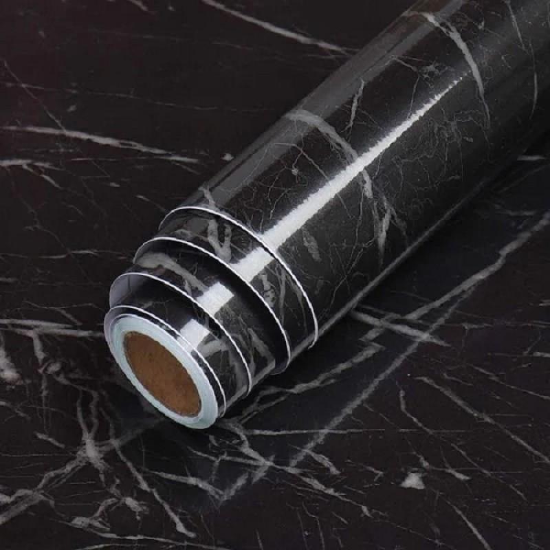 Пленка декоративная самоклеящаяся мрамор защитная на мебель 3 м 60 см Черный