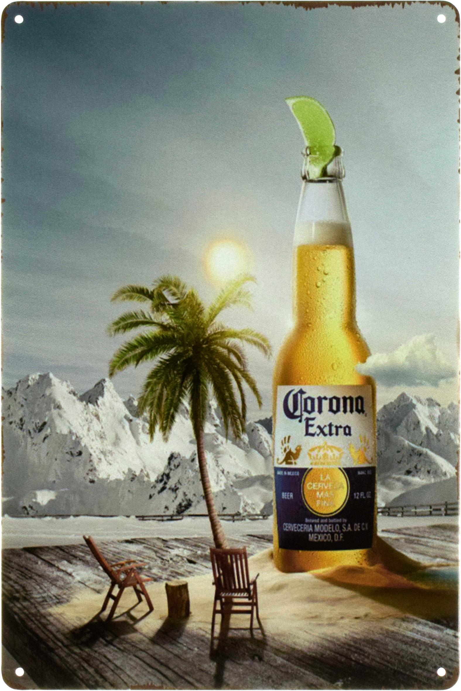 Металлическая табличка Corona Extra Пальма 20x30 см