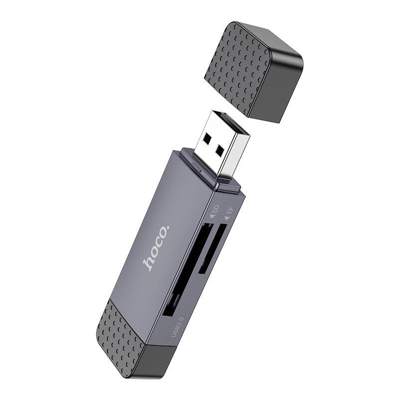Кардридер Hoco HB45 Spirit 2в1 USB/Type-C 2,0 Card reader Серый (d0506d65) - фото 3 Кардридер Hoco HB45 Spirit 2в1 USB/Type-C 2,0 Card reader Серый (d0506d65) - фото 3
