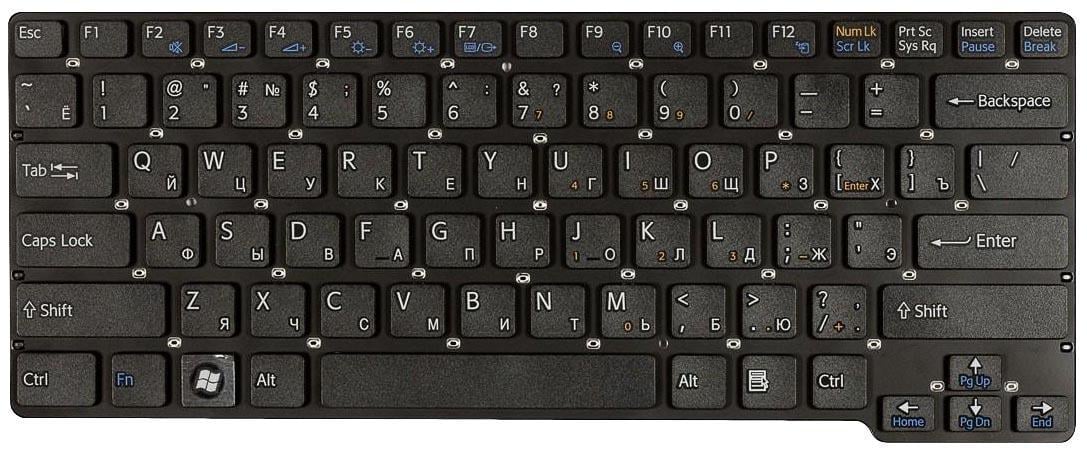 Клавиатура для ноутбука Sony Vaio VPC-CW Black Клавиатура для ноутбука Sony Vaio VPC-CW Black