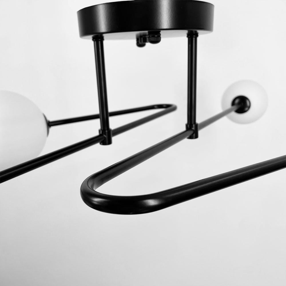 Люстра стельова з вигнутими ріжками на 4 лампи Чорний (YQ 317/4 BK+WT) - фото 4