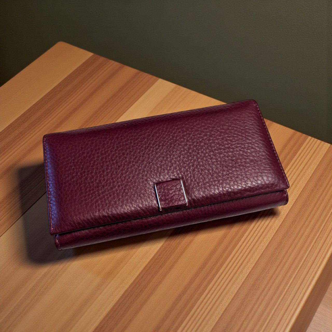 Кошелек женский кожаный на магните с защелкой для монет Ivorx zs005 19х9,5 см Бордовый