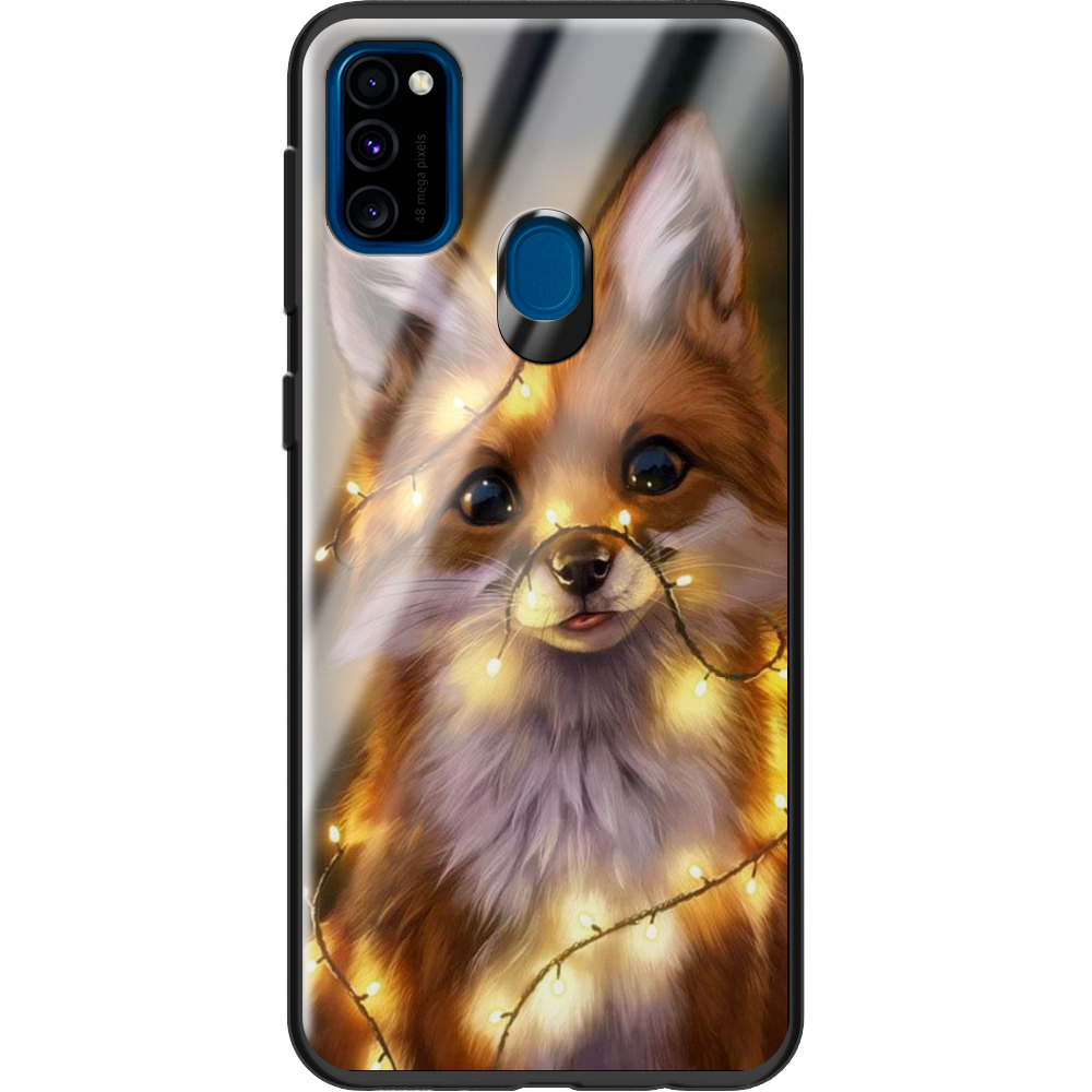 Чехол с рисунком Boxface Samsung M307 Galaxy M30s Рождественская лиса Черный силикон со стеклом (38209-up2399-38348)