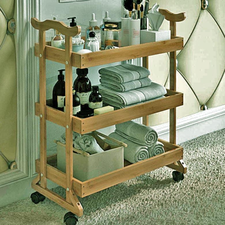 Этажерка для ванной из дерева на колесиках Лортаси Сиена (АБТ-002105)