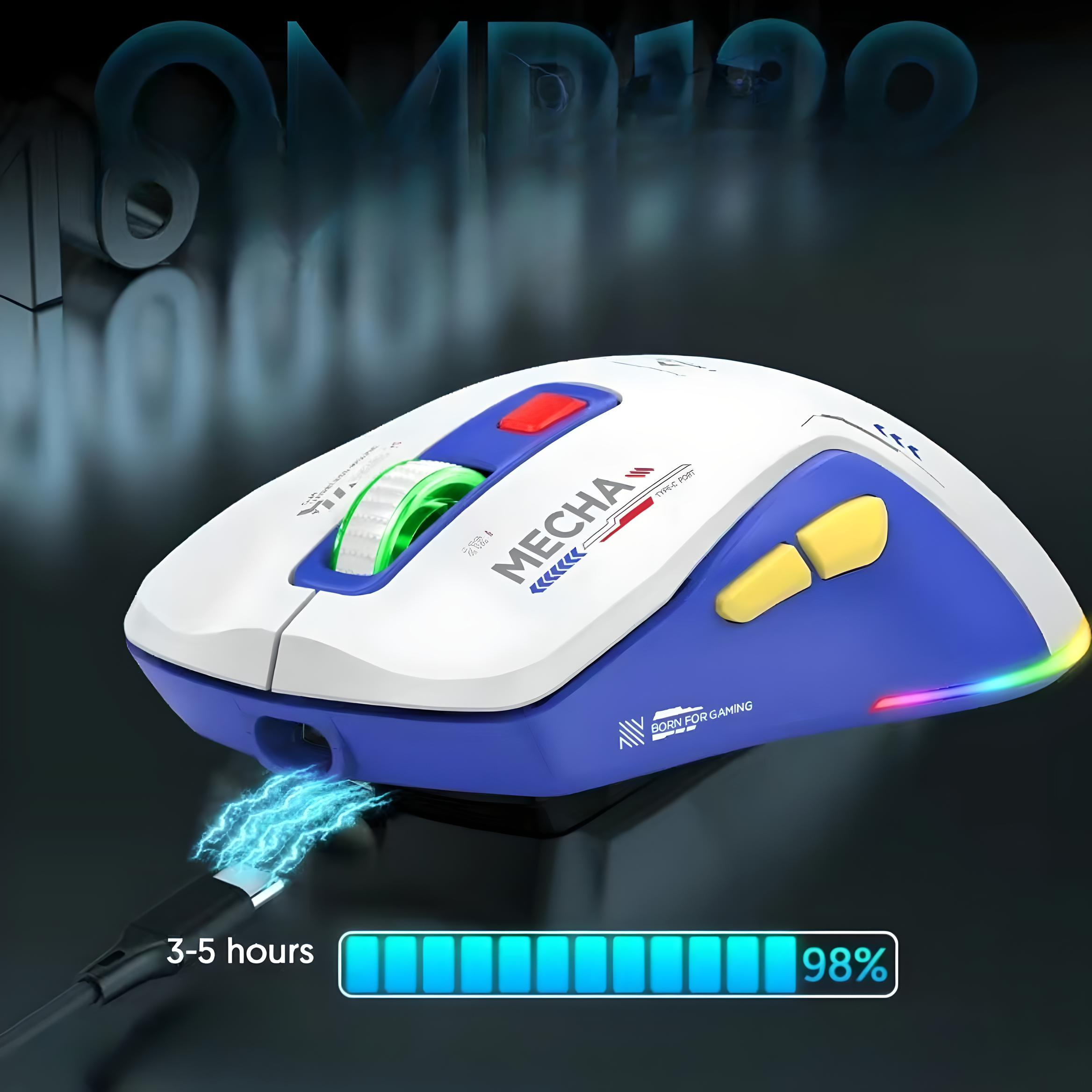 Мишка ігрова Acer OMR212 MECHA комбінована USB/Bluetooth 2,4 ГГц RGB 8000 DPI Біло-синій - фото 8