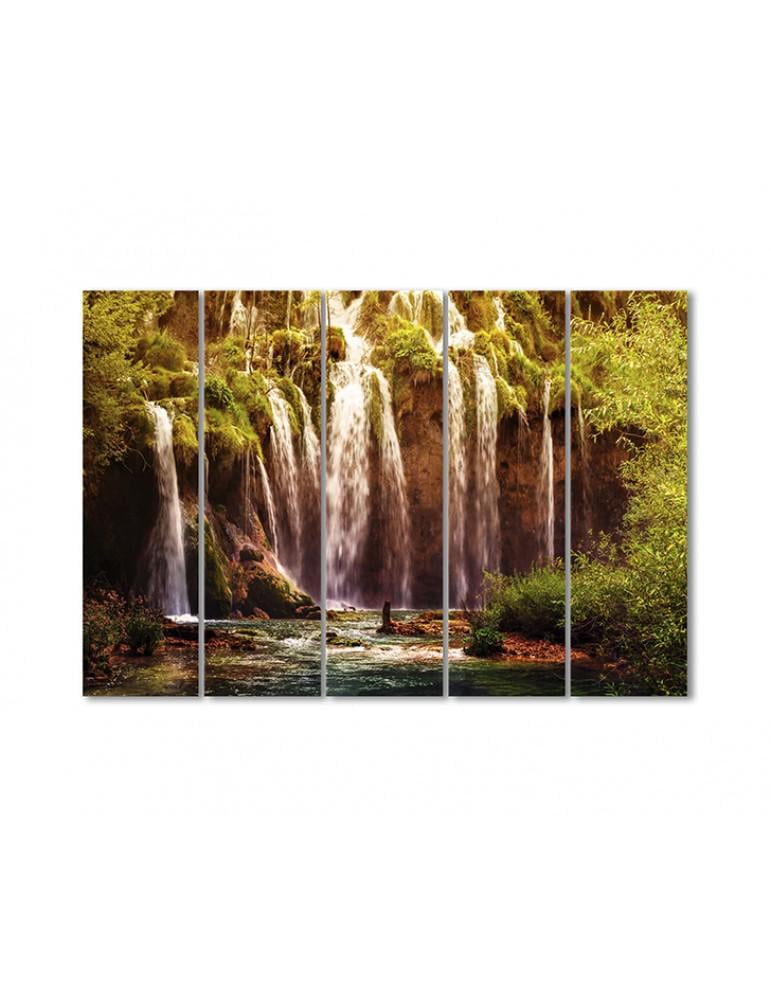 Картина модульная Плитвицкое озеро водопад 5 модулей 80x120 см