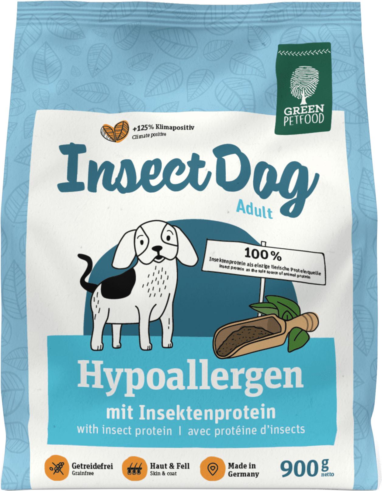 Корм сухой для взрослых собак Green Petfood InsectDog Hypoallergen гипоаллергенный 900 г (4032254748052)