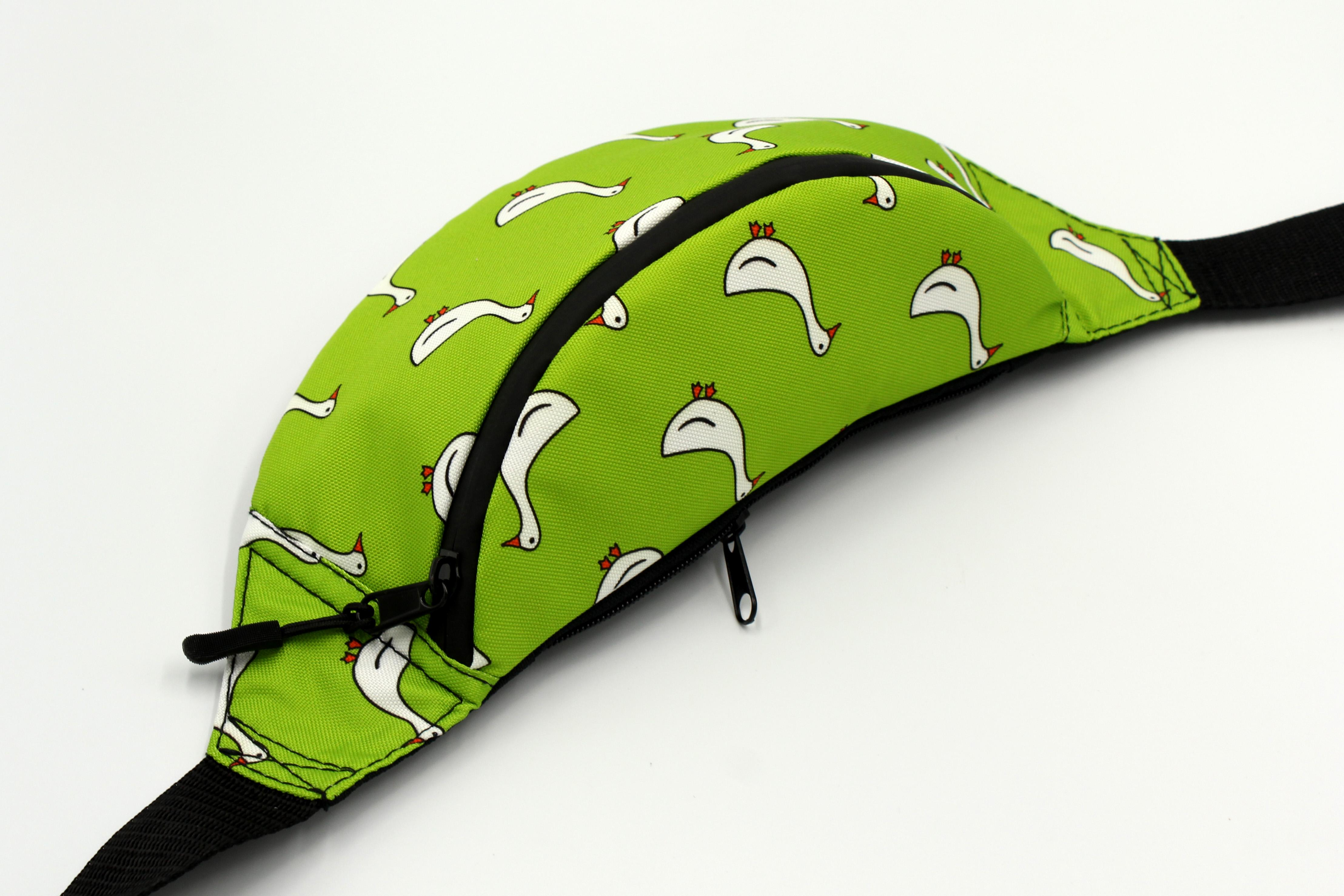 Сумка бананка Гуси Зеленый (BT-035) - фото 3 Сумка бананка Гуси Зеленый (BT-035) - фото 3