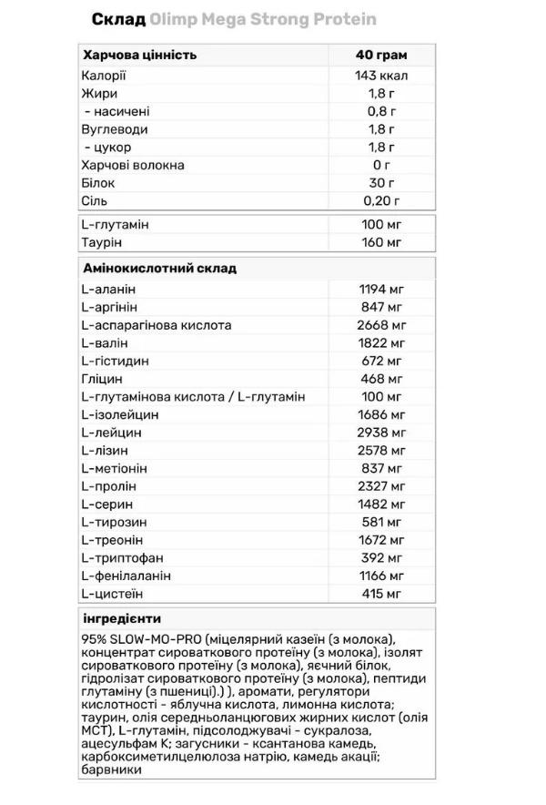 Протеїн Olimp Nutrition Dominator Mega Strong Protein 700 g /17 servings/ Strawberry - фото 2