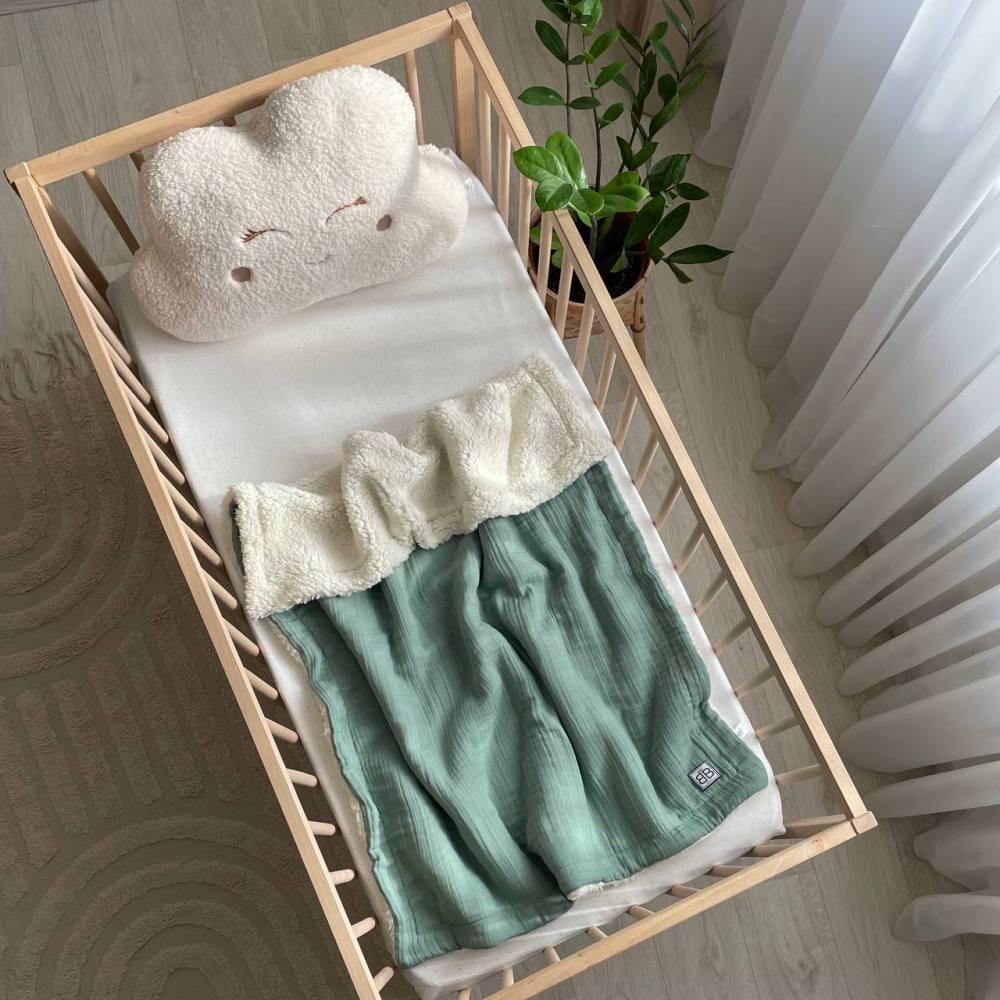 Плед детский муслиновый Тедди на меховой подкладке 80х100 см Малахит (748) Плед детский муслиновый Тедди на меховой подкладке 80х100 см Малахит (748)