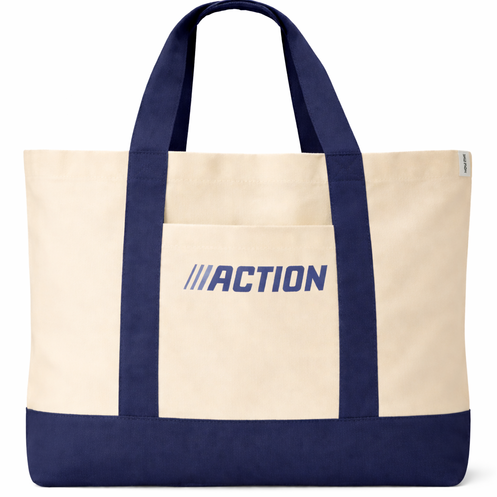 Сумка пляжная эко из хлопка Action коттон 100% для покупок 51x35x16 см Бежевый