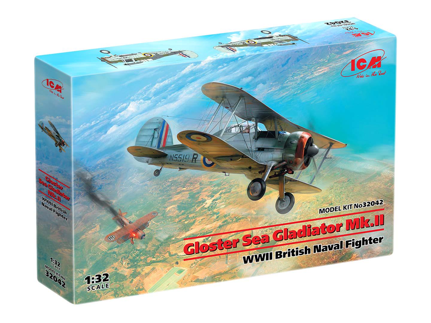 Сборная модель ICM Gloster Sea Gladiator Mk.II британский морской истребитель II СВ (32042)