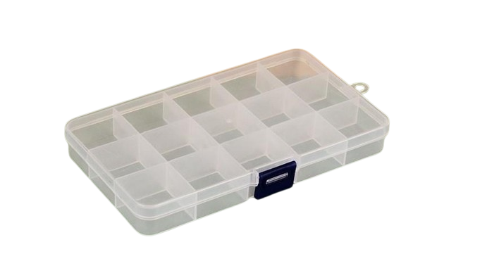 Органайзер 15 ячеек пластиковый для рукоделия 17,3х10х2,2 см Прозрачный (КО1710о22)