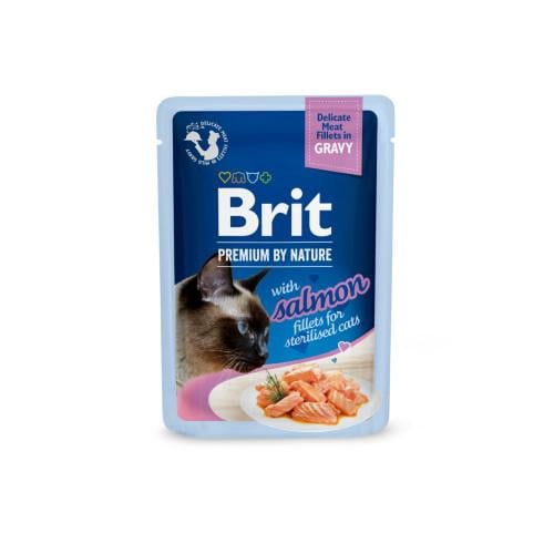 Корм влажный Brit Premium Delicate Fillets in Gravy Salmon для стерилизованных кошек 85 г