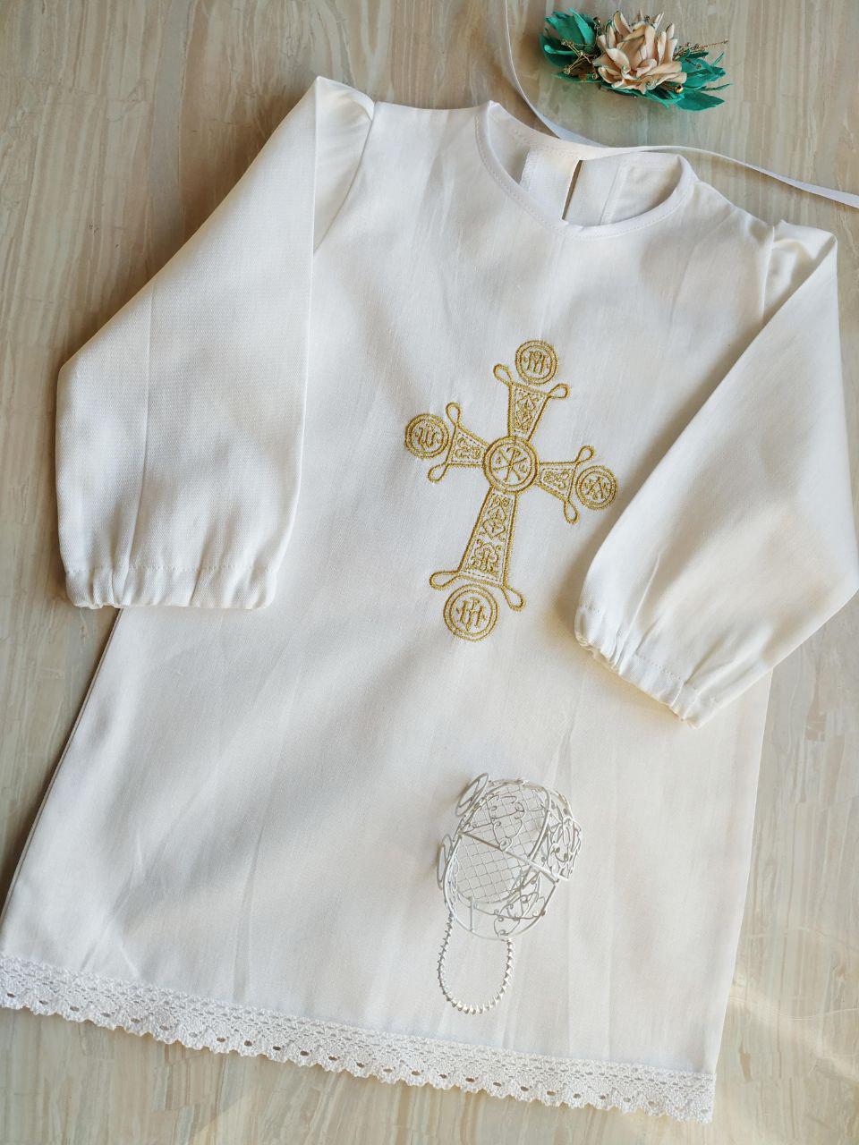 Рубашка крестильная классическая льняная 56 см (2181920281)